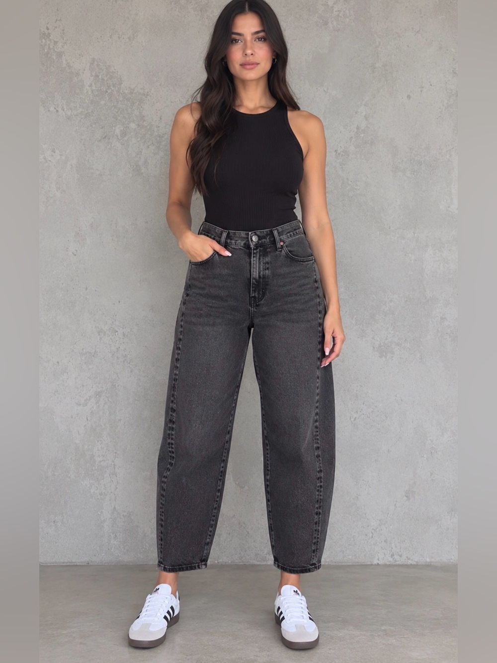 SPANXshape Authentic 360 Barrel Leg Jeans Black M Petite